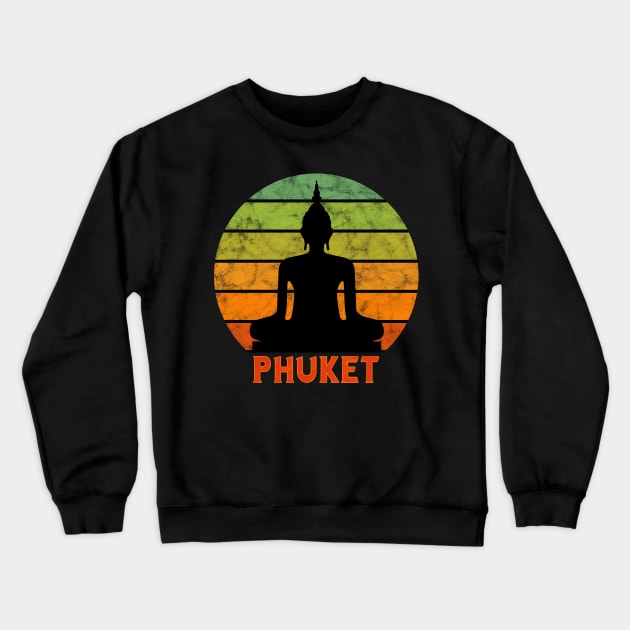 Phuket Buddha Silhouette On A Rainbow Of Colors Crewneck Sweatshirt by VintCam